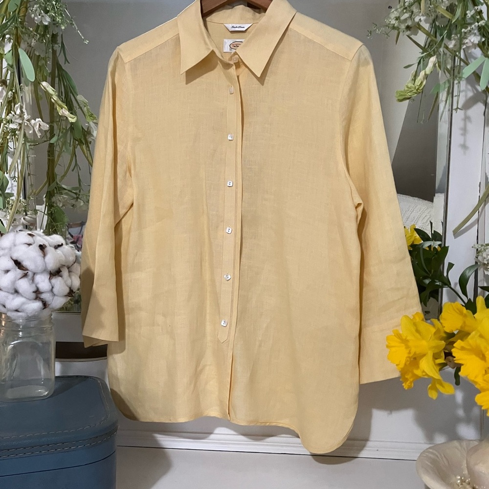 Talbots Vintage Yellow Button Down Shirt - Irish Linen